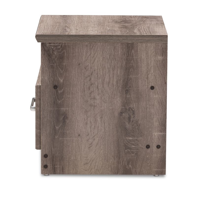 Gallia Modern and Contemporary Oak Finished 1 Drawer Nightstand Brown - Baxton Studio, 5 of 11