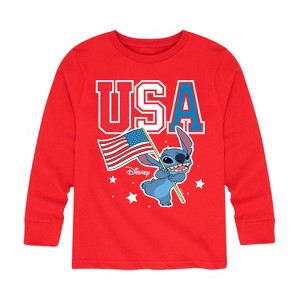 Boys' - Lilo and Stitch - USA Stitch Long Sleeve Graphic T-Shirt - 1 of 4