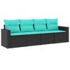 4 Piece Patio Sofa Set with Cushions Poly Rattan vidaXL - 2 of 3