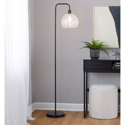 LumiSource Metro 61" Contemporary Metal Floor Lamp in Oil Bronze with Clear Seeded Glass Shade from Grandview Gallery: UL Listed, Arc Design, 60W
