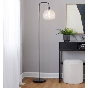LumiSource Metro 61" Contemporary Metal Floor Lamp in Oil Bronze with Clear Seeded Glass Shade from Grandview Gallery: UL Listed, Arc Design, 60W - 1 of 4