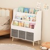 SEVOBAL Decorative Bookshelf Kids Wooden Book Display Organizer with 3 Fabric Storage Bins for Playroom Nursery, White, 31.5"*11.81"*35.43" - 3 of 4
