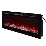 Edyo Living Wall Mount or Recessed Automatic Temperature Control Electric Fireplace w/Touch Screen, Remote Control, & Interchangeable Media, 60 Inch