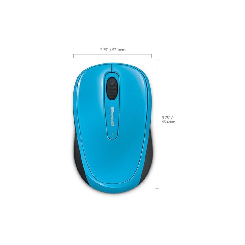 Microsoft 3500 Wireless Mobile Mouse- Cyan Blue - Wireless - Limited Edition - BlueTrack Enabled - Scroll Wheel - Ambidextrous Design, 3 of 4