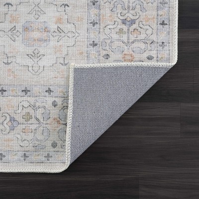 Beckett Beige and Brick Red Vintage Washable Runner Rug