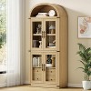 Arched Bookshelf with Doors and Drawers,Farmhouse Bookcase,Display Storage Shelves,Wooden Display Cabinet,Rounded Bookcases - 3 of 4