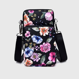 Anna-Kaci Women's Floral Oxford Cloth Crossbody Bag - Lightweight Compact Shoulder Purse - 1 of 4