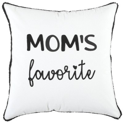 20"x20" Oversize 'Mom's Favorite' Square Throw Pillow Cover - Rizzy Home: Cotton Canvas, Hidden Zipper, Spot Clean