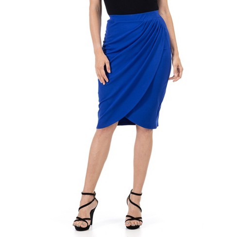 24seven Comfort Apparel Women's Elastic Waist Knee Length Pencil Skirt