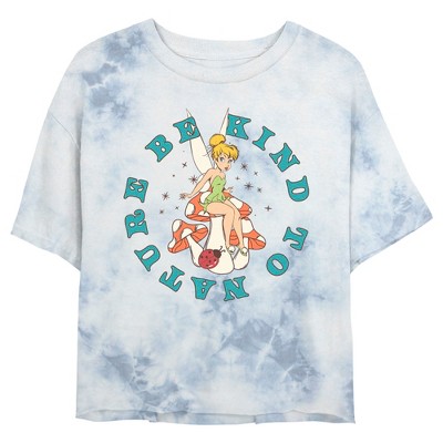 Juniors Womens Peter Pan Tinker Bell Be Kind to Nature Mushroom Crop T-Shirt