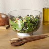 Gibson Elite Wildgreens Large Glass Salad Bowl Set with Acacia Serving Utensils - 4 of 4