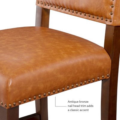 Carmel Luxe Faux Leather 24" Counter Stool with Walnut Stained Legs