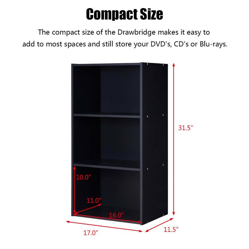 Costway 3 Open Shelf Bookcase Modern Multi-functional Storage Display Cabinet BlackWalnut, 2 of 8