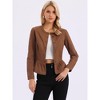 INSPIRE CHIC Women's Peplum Collarless Round Neck Button Down Cropped Ruffle Hem Denim Jackets - 2 of 4