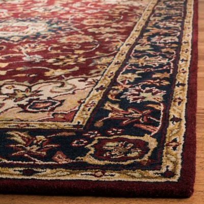 Hand-Tufted Burgundy & Navy Wool 8' Square Area Rug