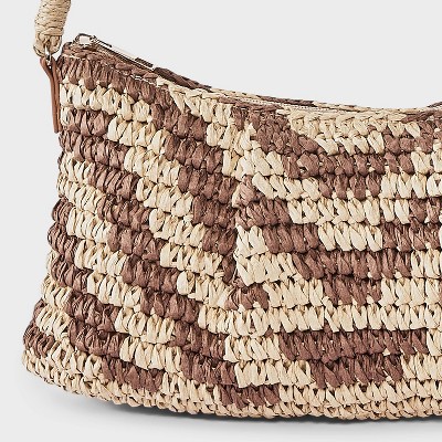 A New Day Hand Crocheted Straw Shoulder Bag - A New Day™ Brown — фото 5
