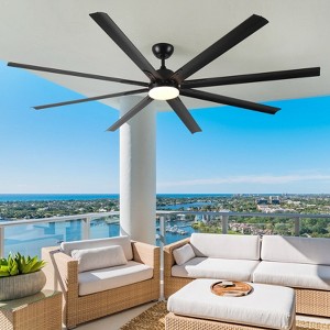 Wanze of Ocean 84 in. Indoor Super Large Black 3-Colors LED 6-Speeds Ceiling Fan with Light Kit and Remote Control - 1 of 4