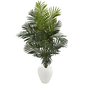 Nearly Natural 5.5’ Paradise Artificial Palm Tree in White Planter - 1 of 1