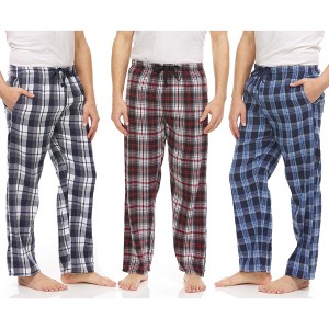 DARESAY 3 Pack: Plaid Pajama Pants For Men Mens Flannel Pajama Pants With Pockets & Button Fly - 1 of 4