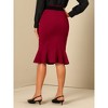 Allegra K Women's Fishtail High Waisted Peplum Midi Bodycon Skirt with Belt - 4 of 4