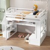 Whisen Full Size Loft Bed with Desk and Shelves, Two Built-in Drawers, Storage Staircase - 3 of 4