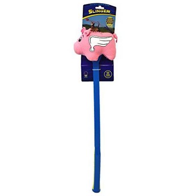 Multipet Slinger with Plush Pig Dog Toy Launcher - A slinger toy that launches a plush pig, perfect for interactive play with your dog.