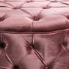 PAGED 40" Round Footrest Ottoman Modern Coffee Table with Button Tufted Design, Velvet Vanity Stool Chair for Living Room, Bedroom - 3 of 4