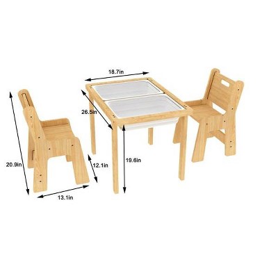 Cordia Pine Wood Activity Table and Chair Set with Chalkboard