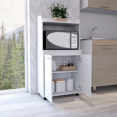 NicBex Mobile Kitchen Island Cart Morden Kitchen Carts on Wheels with Storage with 4 Storage Shelves and 2 Cabinet Doors for Kitchen