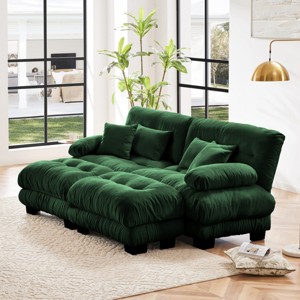 Cloud Couch Sleeper Sofa with 2 Ottomans,Chenille 2 Seater sofa with 2 Lumbar pillows and 2 throw pillows for Living Room-Tanpinhause - 1 of 4