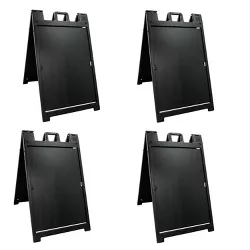 Plasticade 140NSBKBOXED Signicade Deluxe A-Frame Sidewalk Curb Sign Portable Folding Double-Sided Display with Quick-Change System, Black (4 Pack)