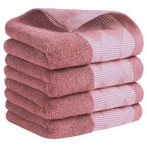 REGALWOVEN Bathroom Diamond Patterned Cotton Absorbent Soft Hand Towel 14 x 30 Inch - 1 of 4