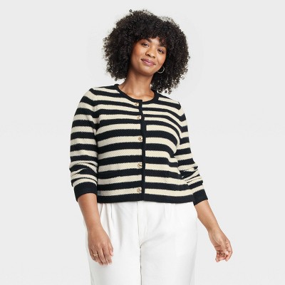 Women's Ribbed Cuff Button-Front Cardigan - A New Day™