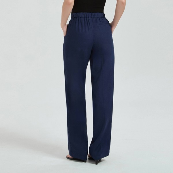 Pantalones plisados de mezcla de lino de tiro alto para mujer - A New Day™ 3