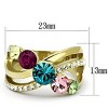 Slickblue Women's IP Gold Stainless Steel Ring with Multi-Color Synthetic Crystal, Round Stone, Size 5-10 - 2 of 4