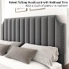 homfan Queen Platform Bed Frame with Headboard, Velvet Upholstered Bed Frame Queen with Vertical Channel Tufted Headboard, No Box Spring Needed,Grey - 4 of 4