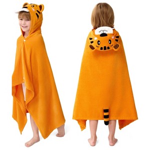 Hooded Towels for Kids Vehicle Print 100% Cotton Beach Towel 30x50 Inch for 3-10 Years Boys Girls Beach Hooded Absorbent Pool Toddler Swim Wrap - 1 of 4