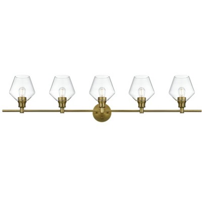 Elegant Lighting Gene 5 Light Satin Gold and Clear Glass Wall Sconce