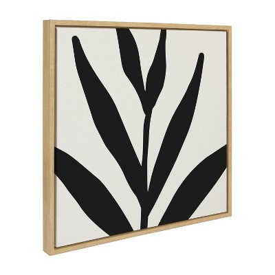 Modern Botanical Black and White Framed Canvas Art, 22x22