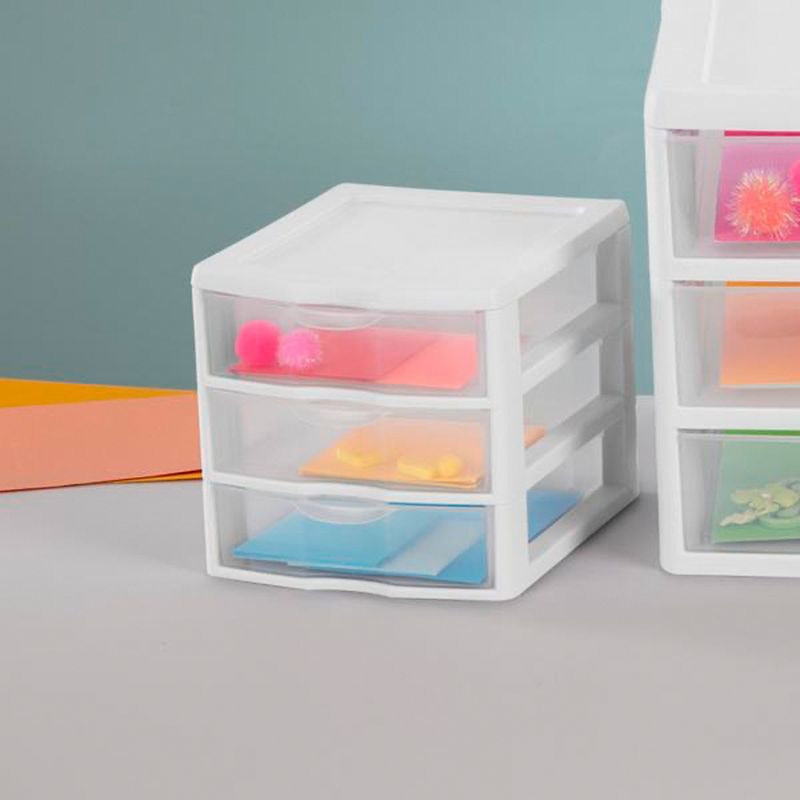 Sterilite Clearview Plastic Multipurpose Small 3 Drawer Desktop Storage Organization Unit for Home, Classrooms, or Office Spaces, 6 of 8