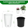 2PC Tall Round Tapered Planter, Indoor/Outdoor Self Watering Pots, Large Flower Pot Outdoor with Built-in Drainage and a Water Level for Home - 2 of 4