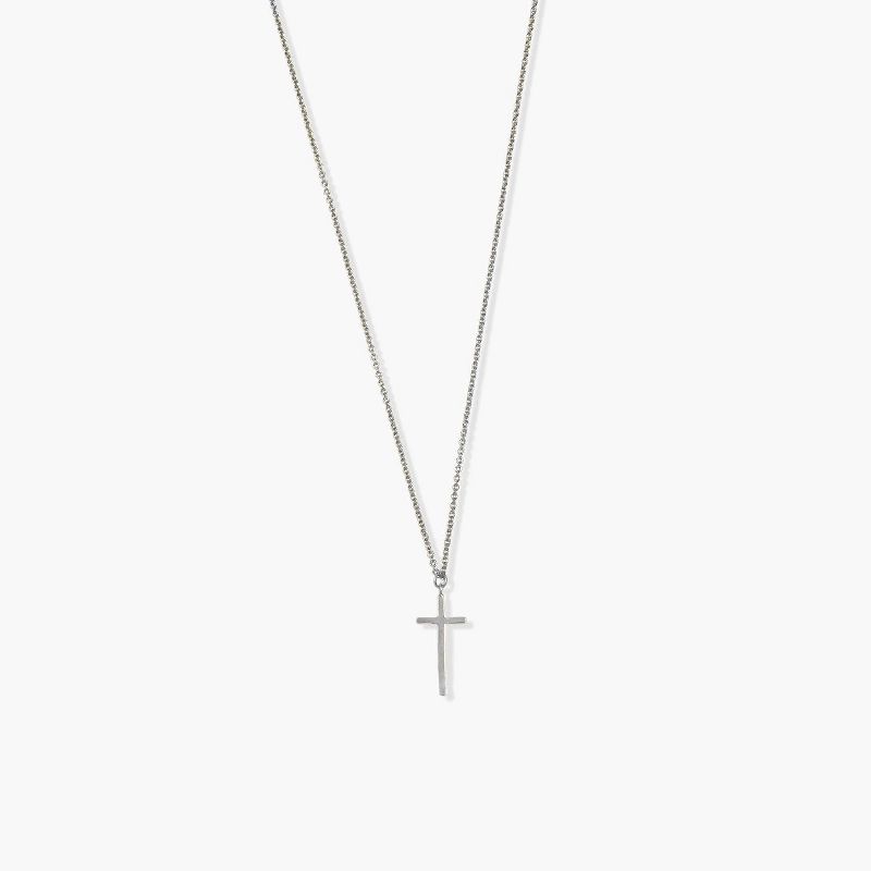 sanctuaire Silver Thin Long Cross Necklace, 3 of 4