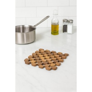 Home Mart Goods Natural Bamboo Trivet Pot Mat - Set of 2 - 1 of 4