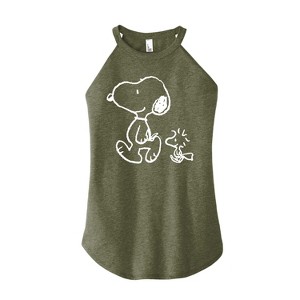 Women's - Peanuts - I'll Follow You Snoopy & Woodstock Graphic High Neck Tank - 1 of 3