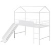 Twin Loft Bed with Slide Metal House Bed with Roof, Low Loft Bed with Writable Wooden Board for Kids Teens - 4 of 4
