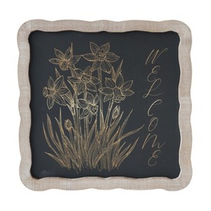 VIP Wood 15.94 in. Black Floral Wall Sign - 1 of 2