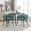 Modern Velvet Dining Chairs Set of 2 with Hand Weaving,Accent Chairs Living Room Chairs Upholstered Side Chair with Black Metal Legs-Cuddlewood - 2 of 4