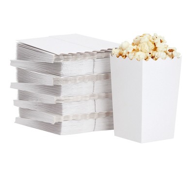 Blue Panda 100 Pack White Popcorn Boxes for Party, Bulk Paper Treat Containers for Movie Night Decorations, 3.3 x 5.5 x 3.5 in