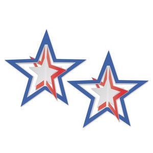 Beistle Pkgd 3-D Foil Hanging Stars, 12", (6/Pkg) Multicolored - 1 of 1