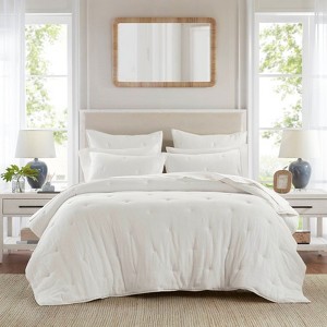 AENKYO All-Season Cotton Gauze Quilt, King 3-Piece Embroidered Crinkled Bedding, Lightweight Collection，comforter set - 1 of 4